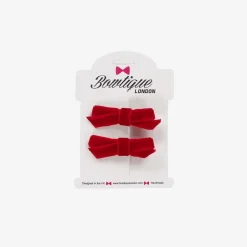 Bowtique London Girls Red Velvet Bow Hair Clips (2 Pack) Discount