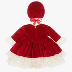 Andreeatex Girls Red Velvet Dress & Hat Set New