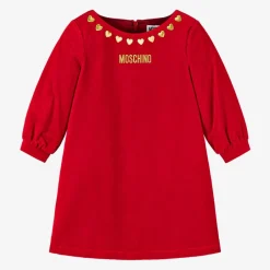 Moschino Kid-Teen Girls Red Velvet Hearts Dress New