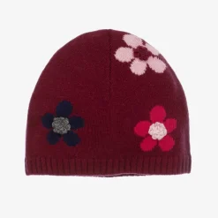 Il Gufo Girls Red Wool Flower Beanie Hat Best