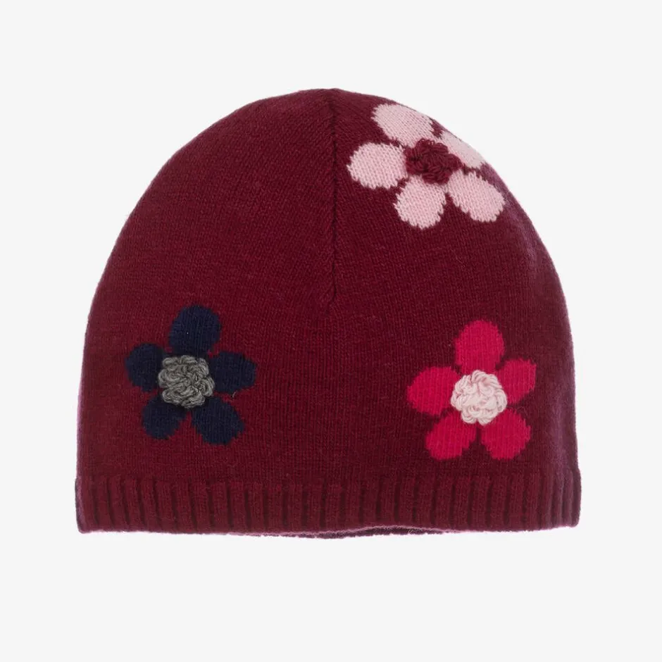 Il Gufo Girls Red Wool Flower Beanie Hat Best