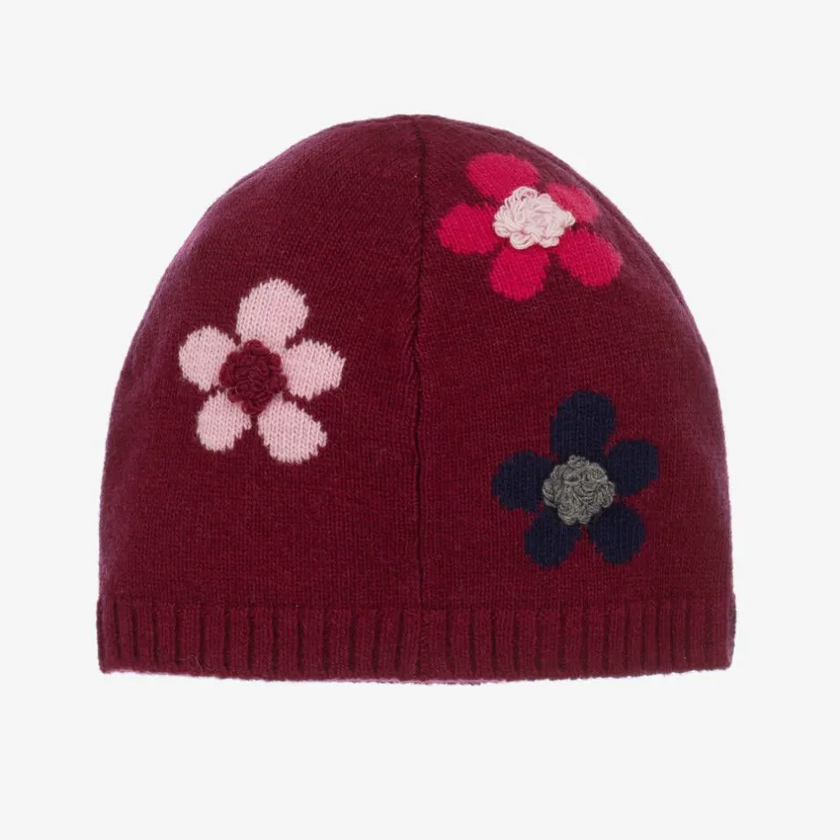 Il Gufo Girls Red Wool Flower Beanie Hat Best