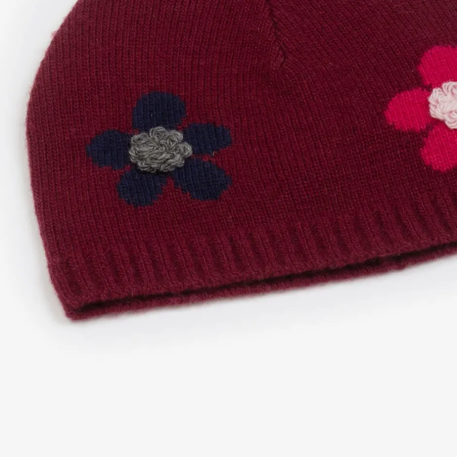 Il Gufo Girls Red Wool Flower Beanie Hat Best