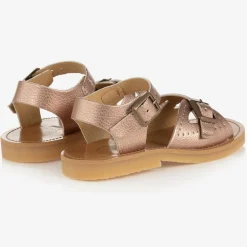 Young Soles Girls Rose Gold Faux Leather Sandals Clearance