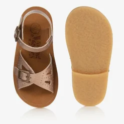Young Soles Girls Rose Gold Faux Leather Sandals Clearance