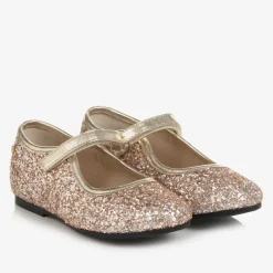 Manuela de Juan Girls Rose Gold Glitter Shoes Outlet
