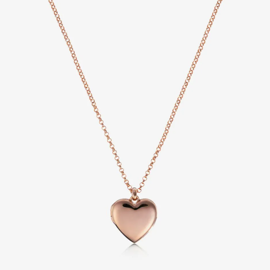 Little Star Girls Rose Gold Plated Personalised Heart Locket (38cm)