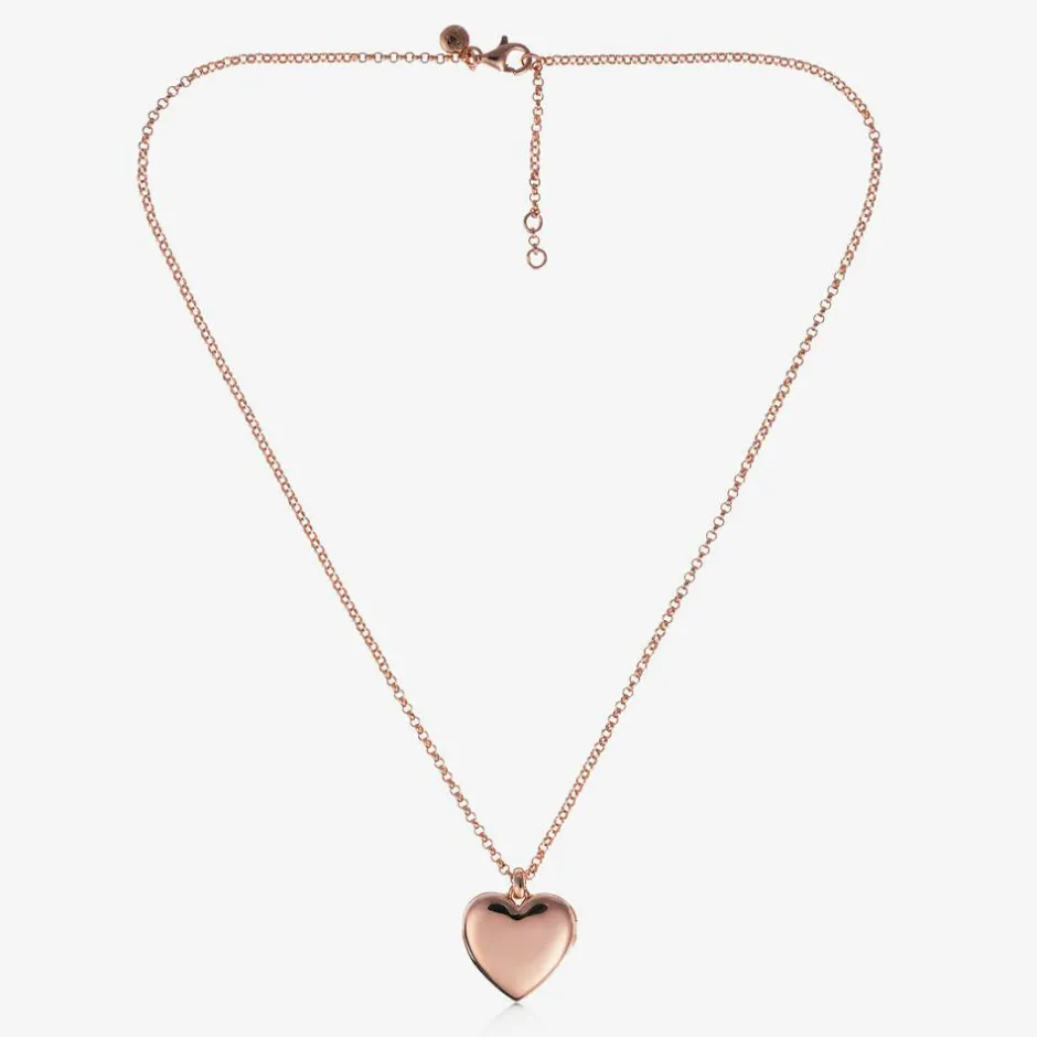 Little Star Girls Rose Gold Plated Personalised Heart Locket (38cm)