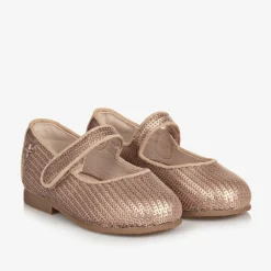 Mayoral Girls Rose Gold Sequinned Velcro Shoes Discount