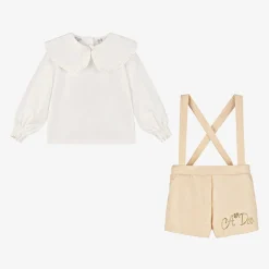 A Dee Girls Shimmery Beige Shorts Set Clearance