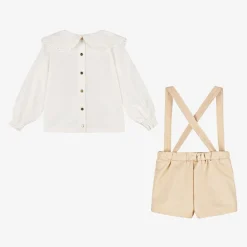 A Dee Girls Shimmery Beige Shorts Set Clearance