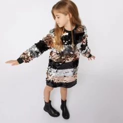Sonia Rykiel Paris Girls Silver & Black Striped Sequin Dress Sale