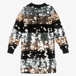 Sonia Rykiel Paris Girls Silver & Black Striped Sequin Dress Sale