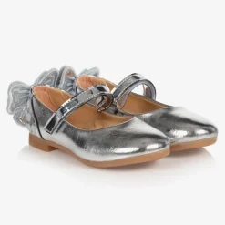 Caramelo Kids Girls Silver Ballerina Shoes Hot