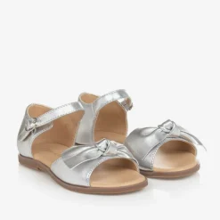 Age of Innocence Girls Silver Bow Leather Sandals Discount