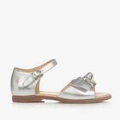 Age of Innocence Girls Silver Bow Leather Sandals Discount