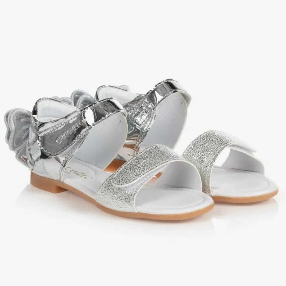 Caramelo Kids Girls Silver Bow Sandals New