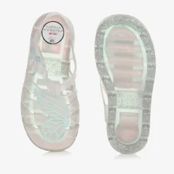 Sophia Webster Mini Girls Silver Butterfly Jelly Sandals Clearance