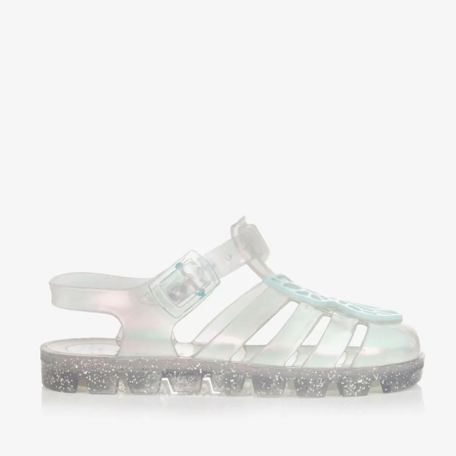Sophia Webster Mini Girls Silver Butterfly Jelly Sandals Clearance