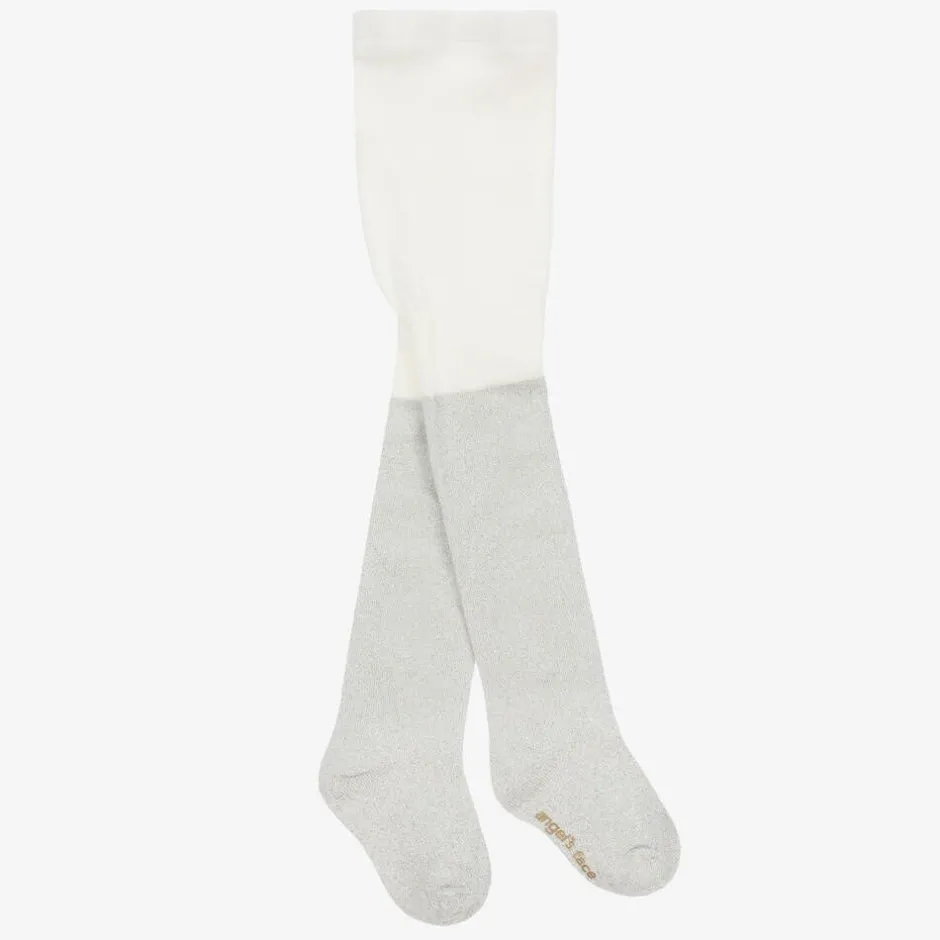 Angels Face Girls Silver Cotton Glitter Tights Online
