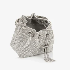 David Charles Girls Silver Diamanté Bucket Bag (15cm) Clearance