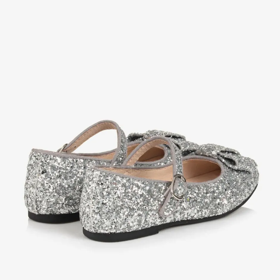 Age of Innocence Girls Silver Glitter Bow Pumps Discount