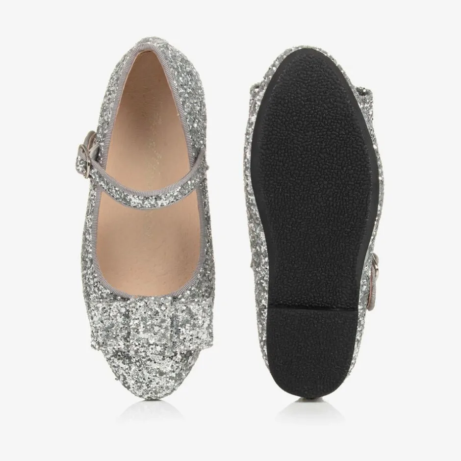 Age of Innocence Girls Silver Glitter Bow Pumps Discount