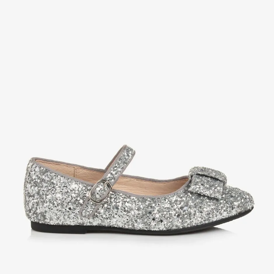 Age of Innocence Girls Silver Glitter Bow Pumps Discount
