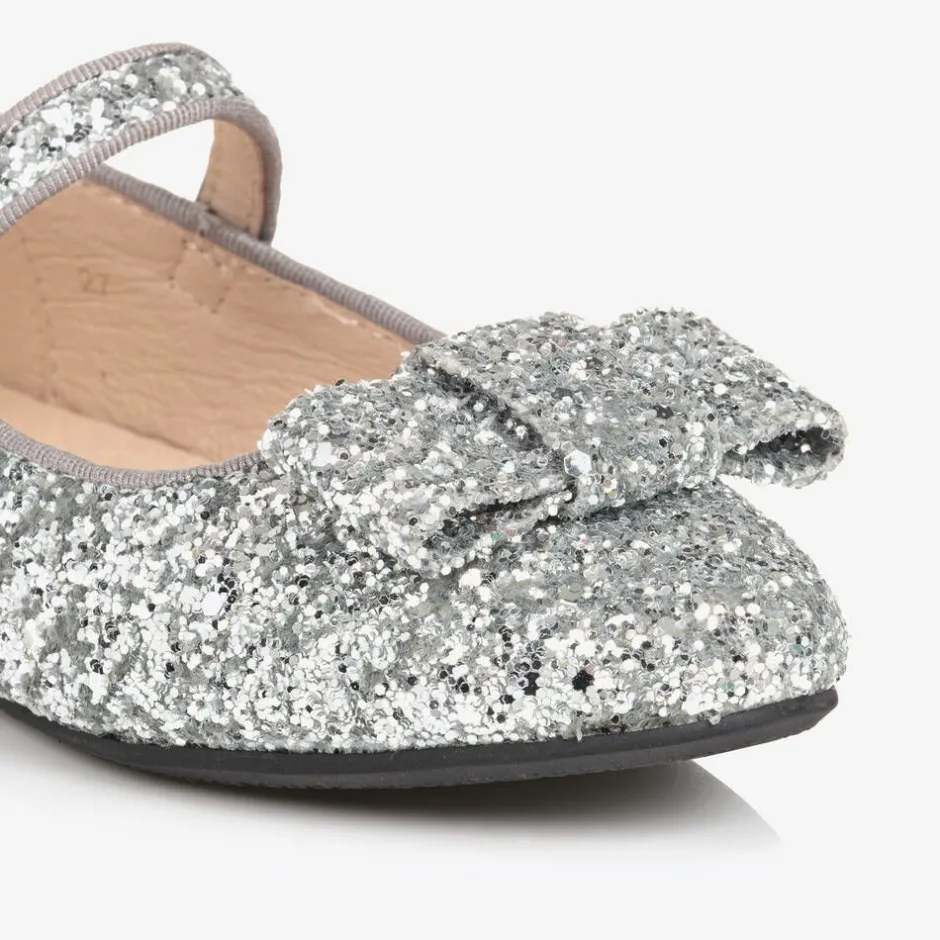 Age of Innocence Girls Silver Glitter Bow Pumps Discount