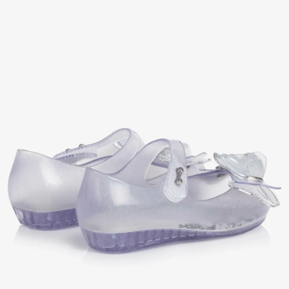Mini Melissa Girls Silver Glitter Butterfly Jelly Shoes Online