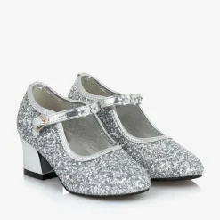 Souza Girls Silver Glitter Heeled Shoes Outlet