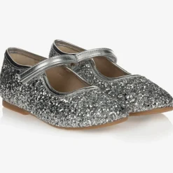 Manuela de Juan Girls Silver Glitter Shoes