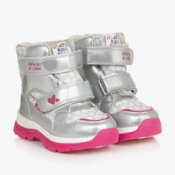 Agatha Ruiz de la Prada Girls Silver Heart Print Snow Boots Sale