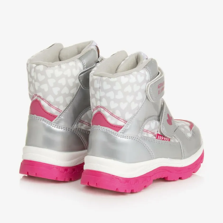 Agatha Ruiz de la Prada Girls Silver Heart Print Snow Boots Sale