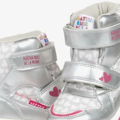 Agatha Ruiz de la Prada Girls Silver Heart Print Snow Boots Sale