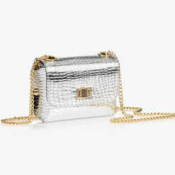 Zaccone Girls Silver Leather Bag (14cm)