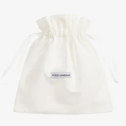 Dolce amp; Gabbana Girls Silver Leather Logo Shoes Sale