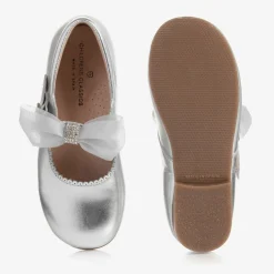 Childrens Classics Girls Silver Leather Shoes Sale