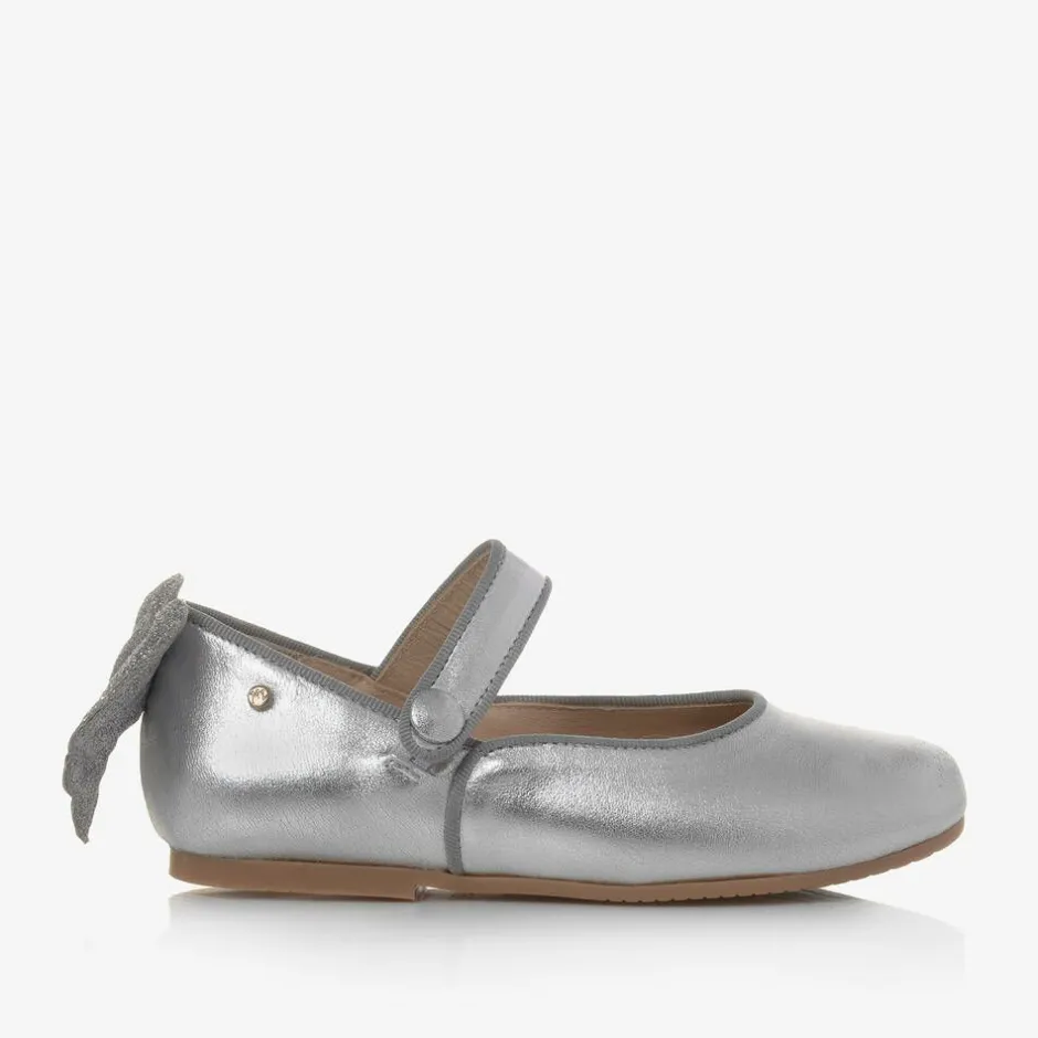 Manuela de Juan Girls Silver Leather Shoes Outlet