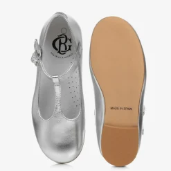 Beatrice amp; George Girls Silver Leather T-Bar Shoes New
