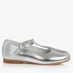 Beatrice amp; George Girls Silver Leather T-Bar Shoes New