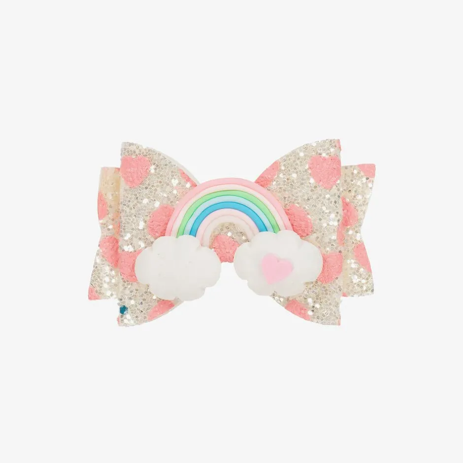 Bowtique London Girls Silver Rainbow Bow Hair Clip (8cm) Discount
