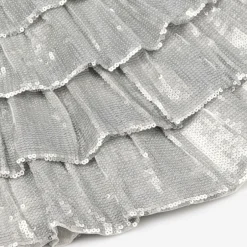 Marlo Kids Girls Silver Tiered Sequinned Tulle Dress