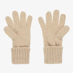 Le Chic Girls Sparkly Beige Knitted Gloves Discount