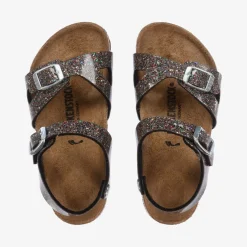 Birkenstock Girls Sparkly Black Buckle Sandals Sale