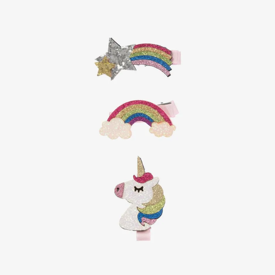 Bowtique London Girls Star & Unicorn Hair Clips (3 Pack) New