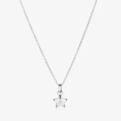 Little Star Girls Sterling Silver Diamond Star Necklace (38cm) New