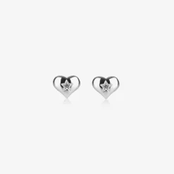 Little Star Girls Sterling Silver Diamond Heart Earrings Best
