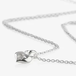 Little Star Girls Sterling Silver Diamond Heart Necklace (38cm) Online