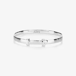 Little Star Girls Sterling Silver Diamond Heart Bangle Clearance